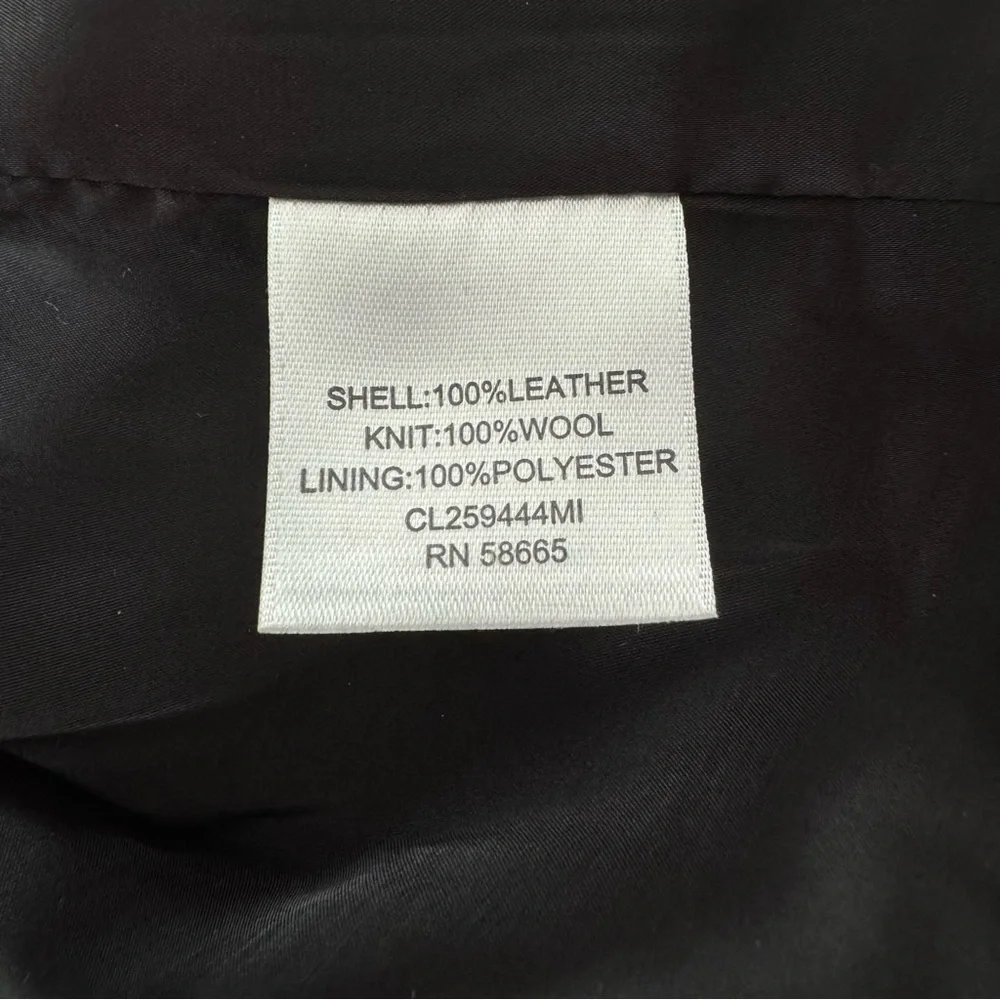 Classiques Entier Leather Multimedia Jacket Wool Sleeves Moto Black Size XS - Picture 10 of 10